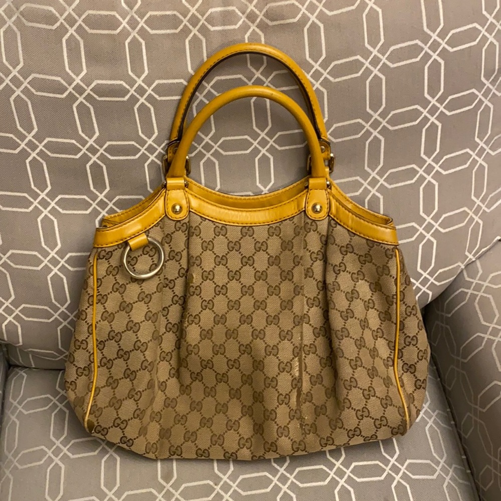 Authentic GUCCI Top Handle Sukey canvas Handbag GG